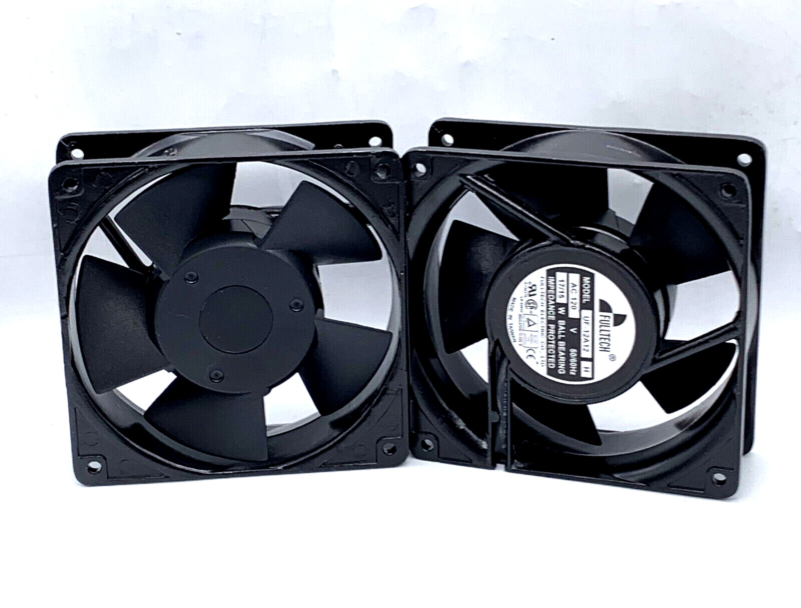 2X PCS FullTech UF-12A12 H Fan 120mm 120VAC 50/60HZ 17/15W Ball Bearing 2-Pin