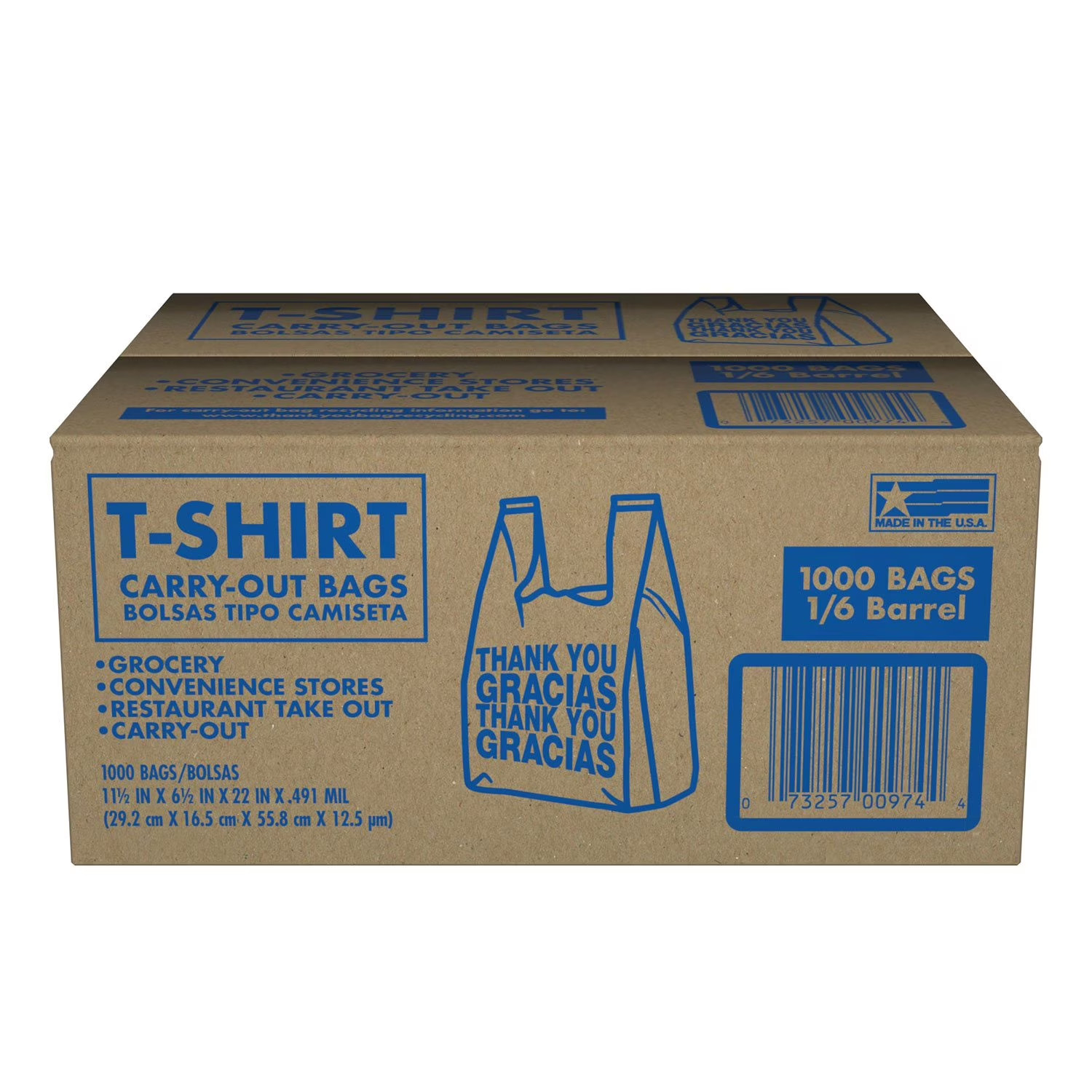 1000 Bags T-Shirt Thank You Plastic Grocery Store Shopping Carry Out Bags