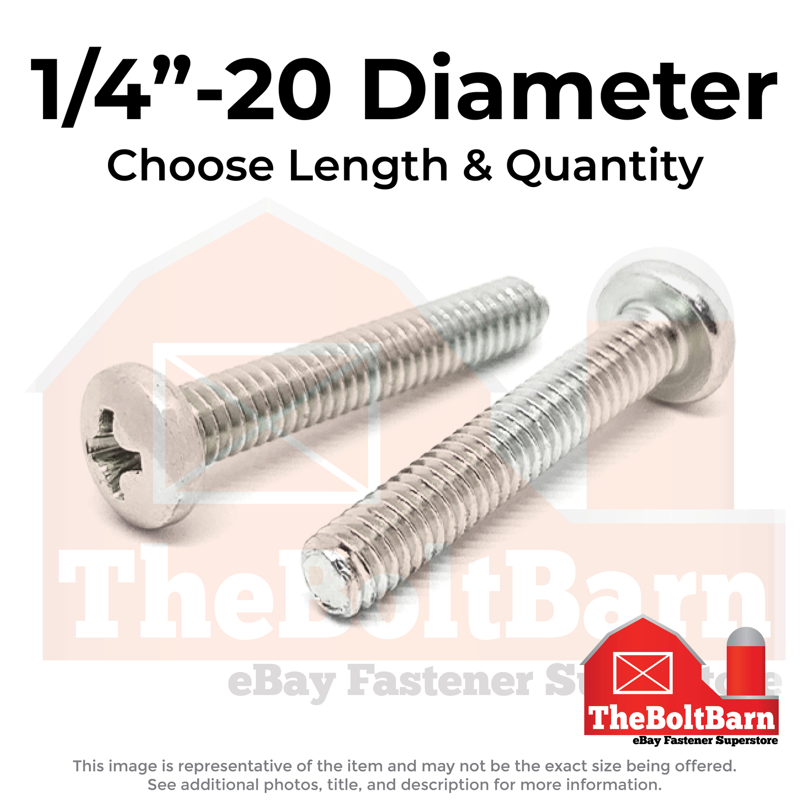 1/4″-20 Stainless Phillips Pan Head Machine Screws (Choose Length & Qty)