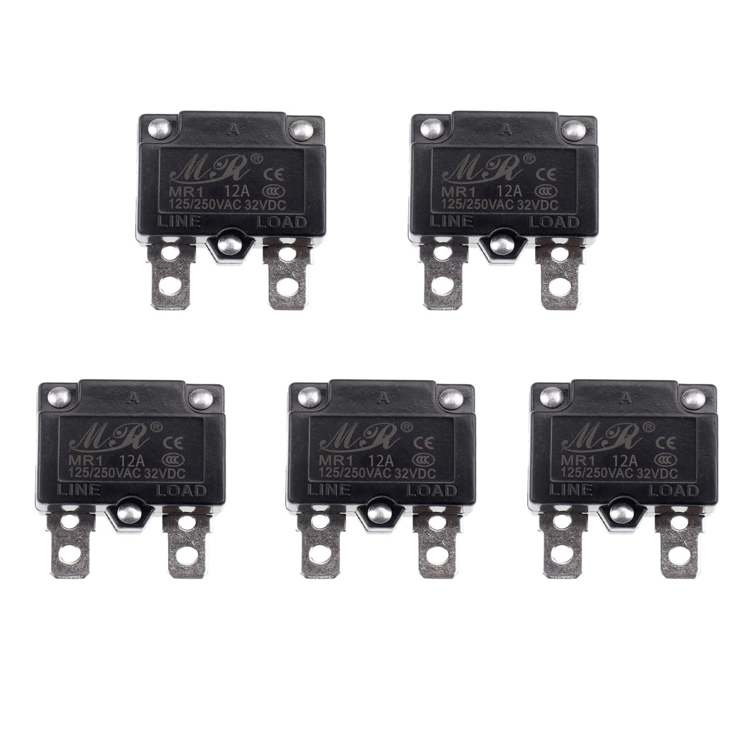 ZOOKOTO 5Pcs 125/250V AC 32V DC Thermal Circuit Breaker 30amp AUTO Reset Overloa
