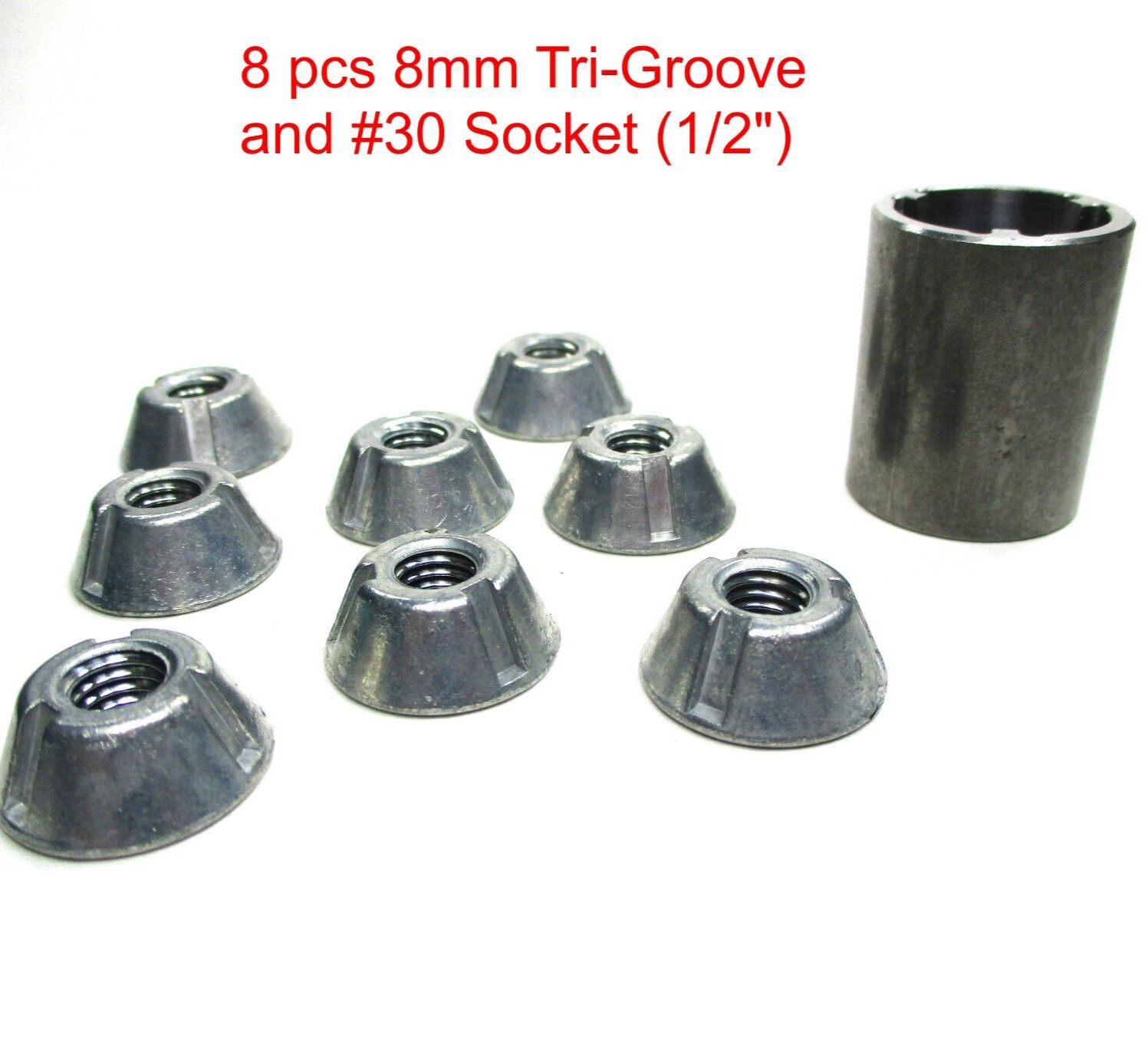 M8-1.25 Steel 8mm Tri-Groove Tamper Proof Security Nuts- 8pcs & #30 Socket