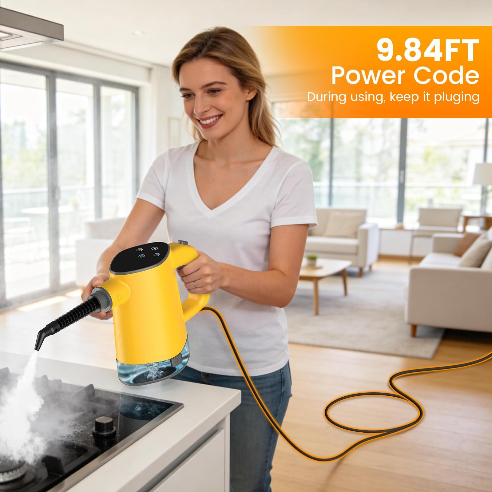 Adjustable Handheld Steam Cleaner for Home,2 Steam Levels | 450mL detachable …