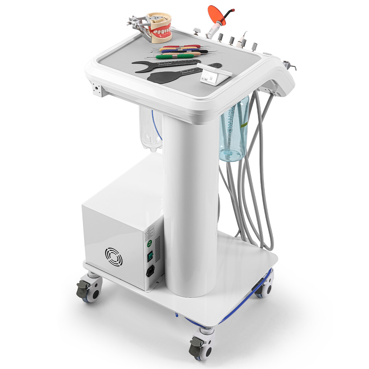 AZDENT Portable Dental Delivery Unit with Air Compressor Syringe Suction 4Holes