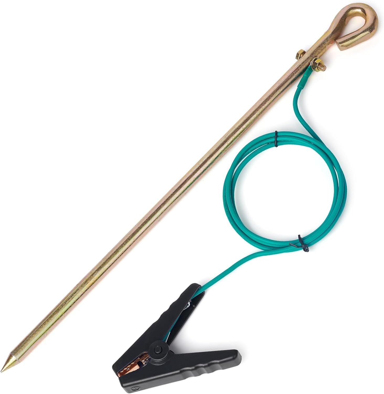 Portable Ground Rod with 4ft 12AWG UL Listed Grounding Wire with Crocodile Clip