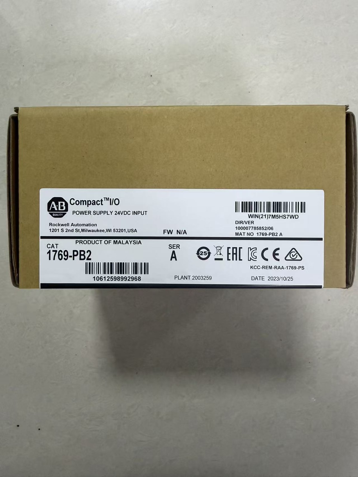 1PC New Sealed Allen Bradley AB 1769-PB2 CompactLogix DC 2A/0.8A Power Supply