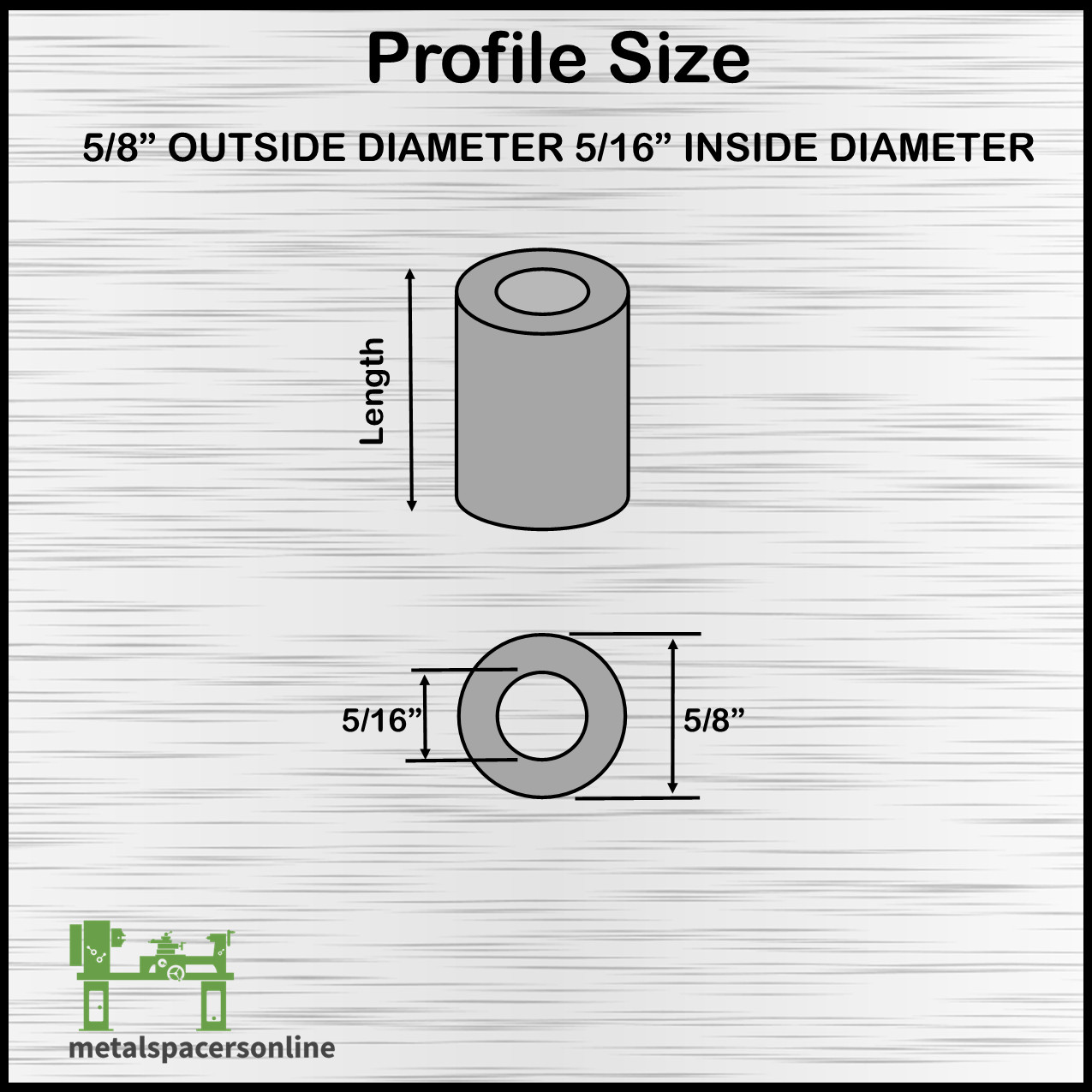 New Aluminum Spacer Bushing 5/8″ OD x 5/16″ ID–Fits M8 or 5/16″ Bolts