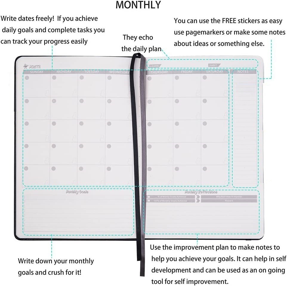 Premium UNDATED Weekly & Monthly Planner (Black)