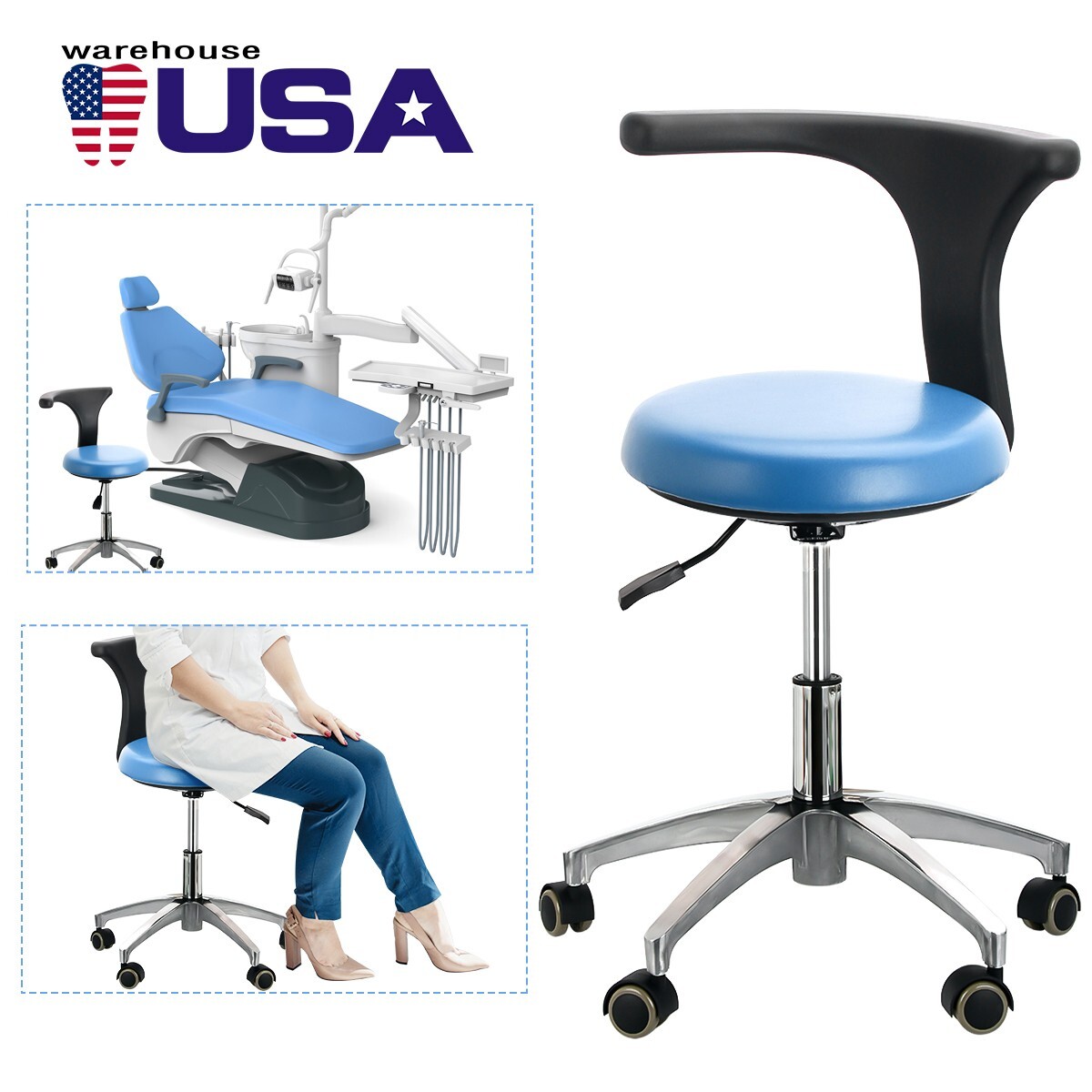 FDA CE Dental Chair Unit Computer Controlled Motor PU Hard Leather+Doctor Stool