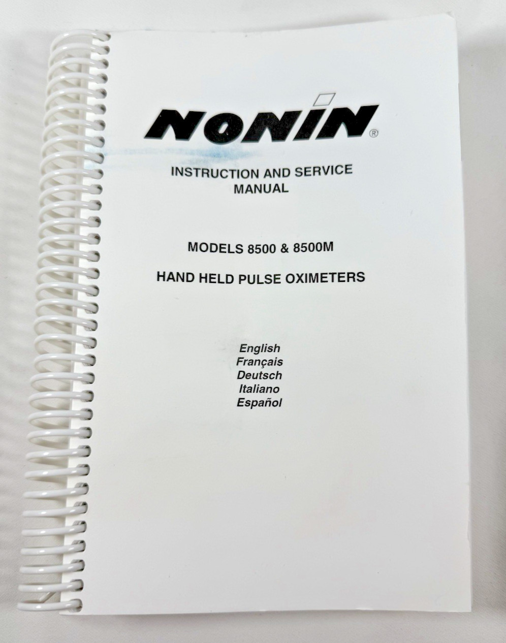 Nonin 8500 and 8500M Hand Held Pulse Oximeters Instruction and Service Manual