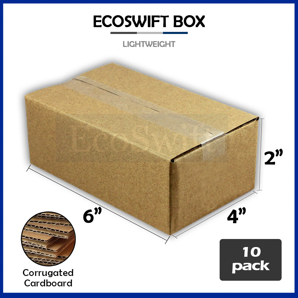 10 6x4x2 EcoSwift Cardboard Packing Moving Shipping Boxes Corrugated Box Cartons
