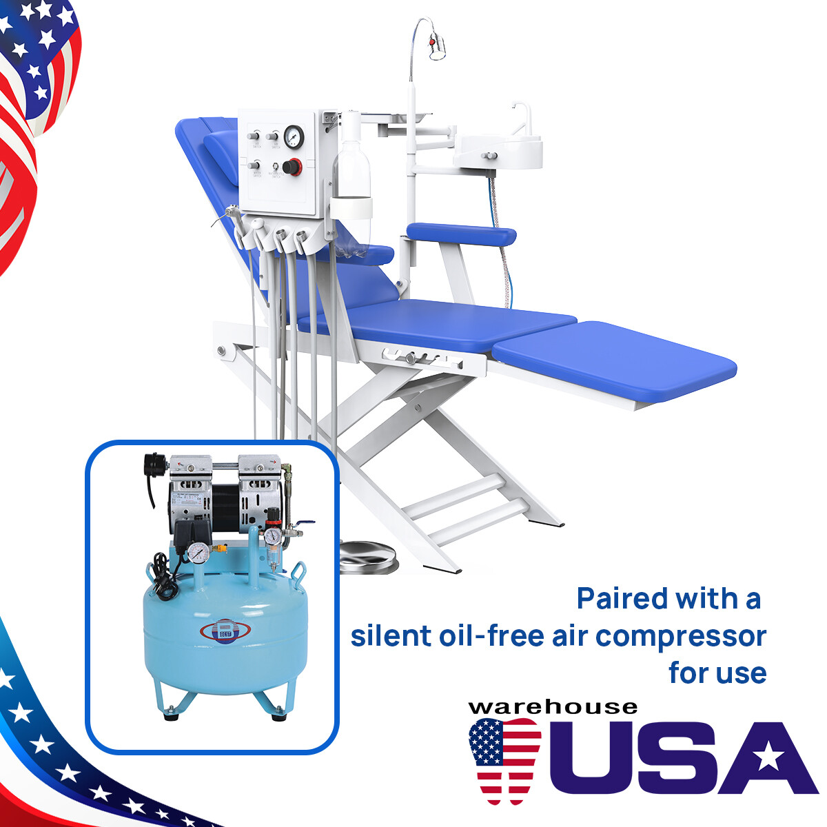 Mobile Dental Portable Folding Chair Unit +Air Turbine +LED Light /Turbine Unit