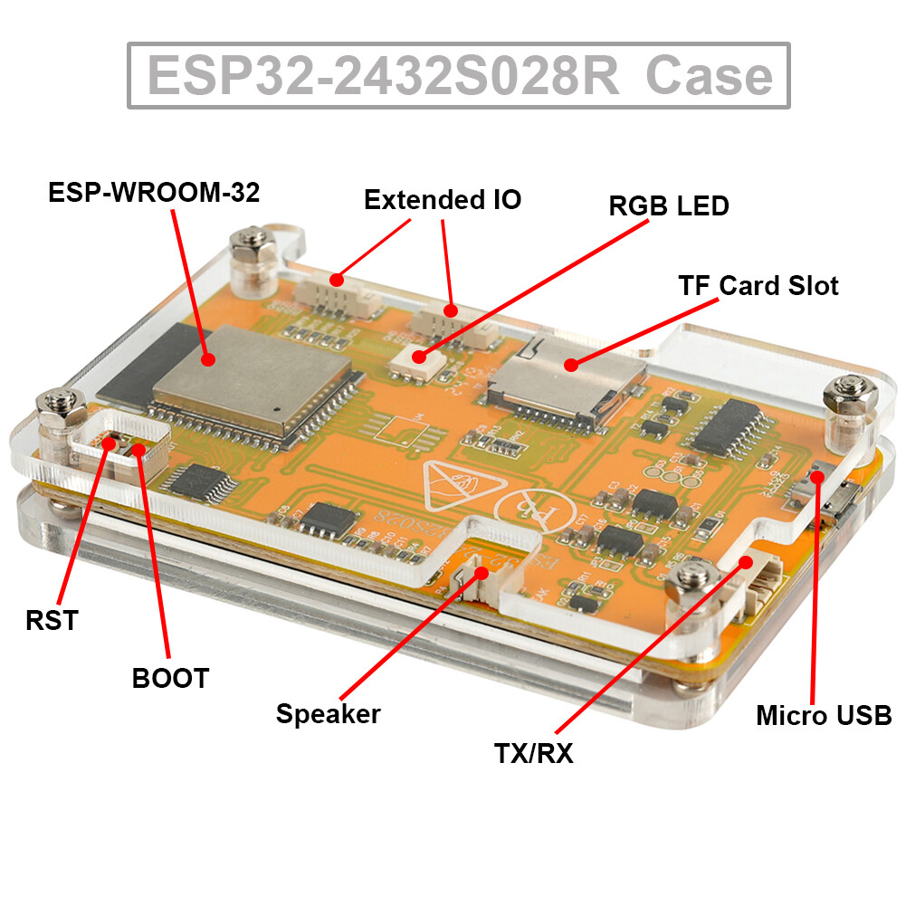 2pcs 2.8″ ESP32 Display Module ESP32-2432S028R TFT LCD Touchscreen + Case USA