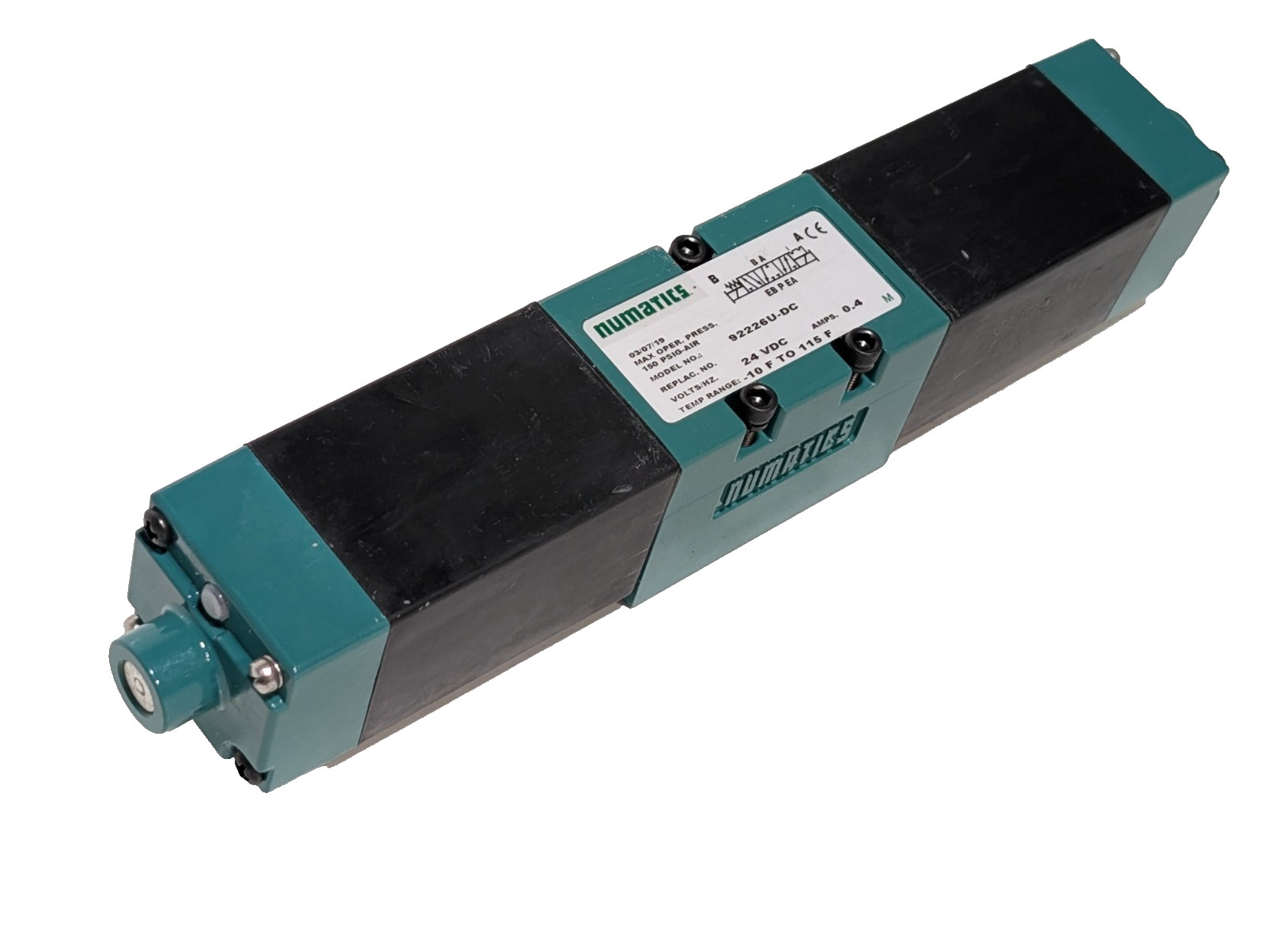 Numatics 92226U-DC Pneumatic Solenoid Air Valve, 24VDC, 0.4A, 150PSIG, USA Made