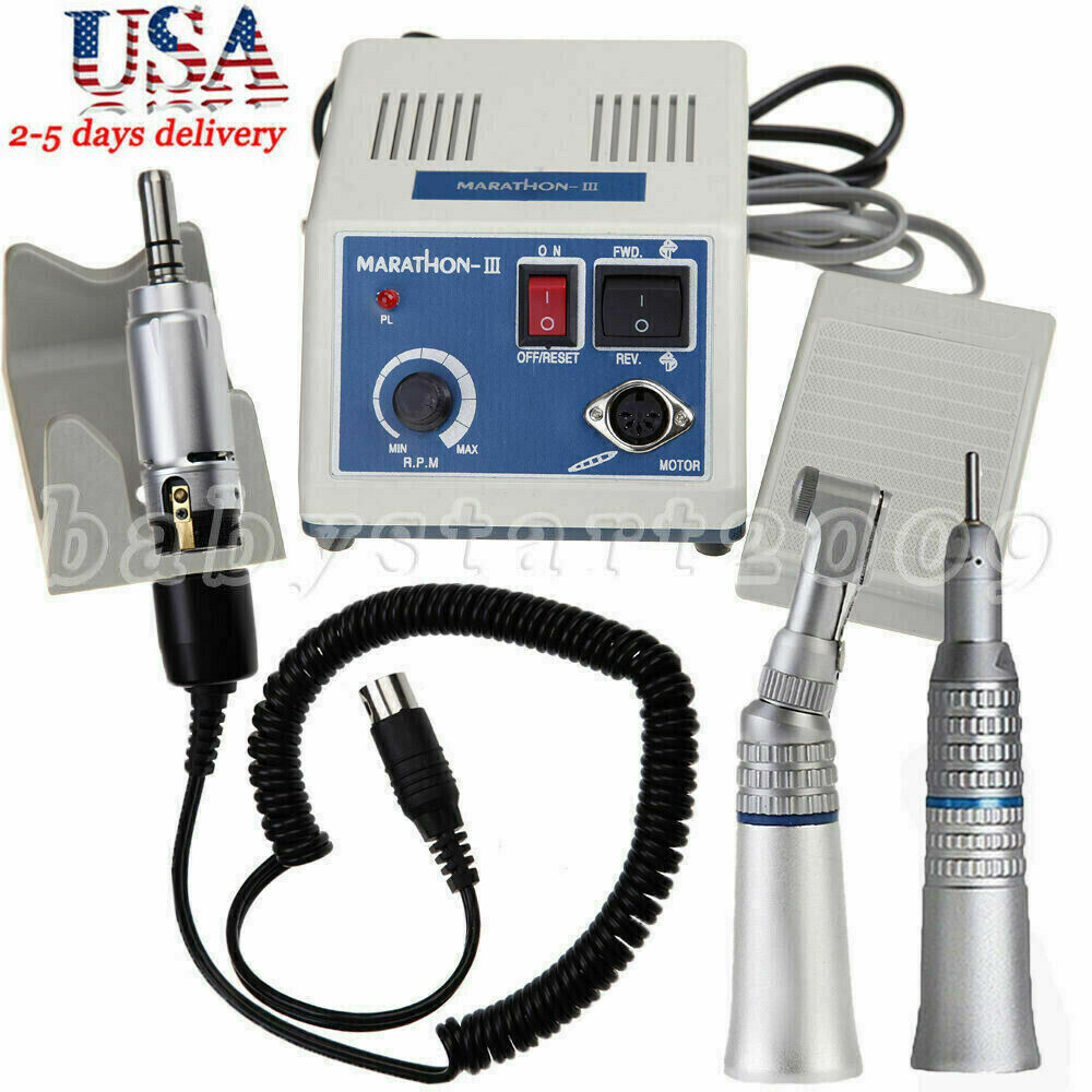 Dental Lab Marathon-III Micromotor /Contra Angle Straight Handpiece /Burs USA
