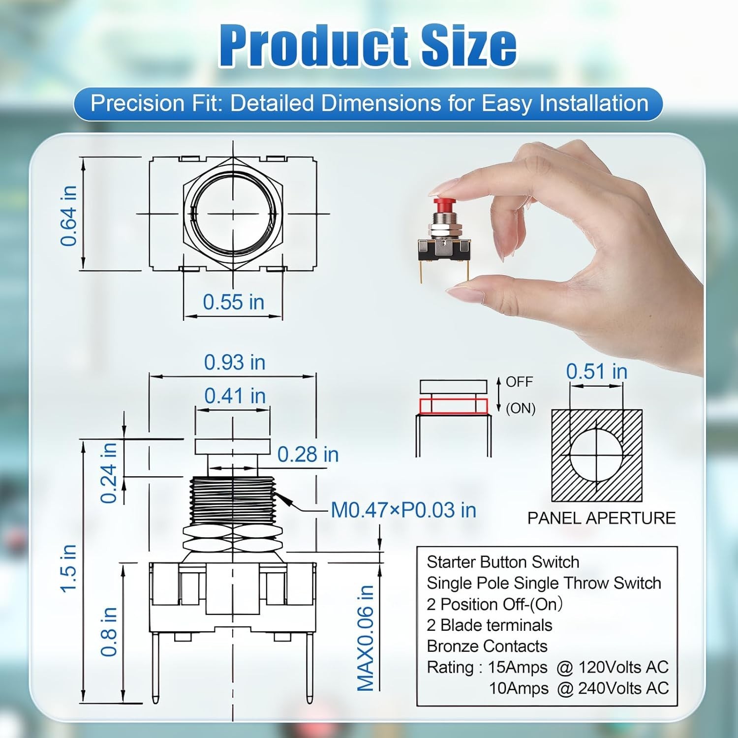 Horn Button, Boat Horn Switch, SPST Momentary Contact Switch, 12V/24V Dual Vo…