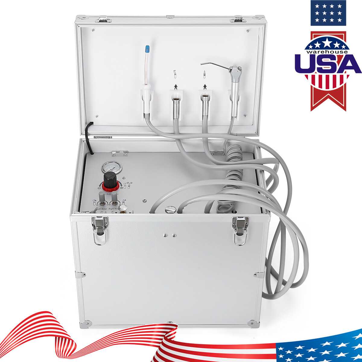 2 Types Dental Portable Mobile Delivery Unit Air Compressor Suction System 4Hole