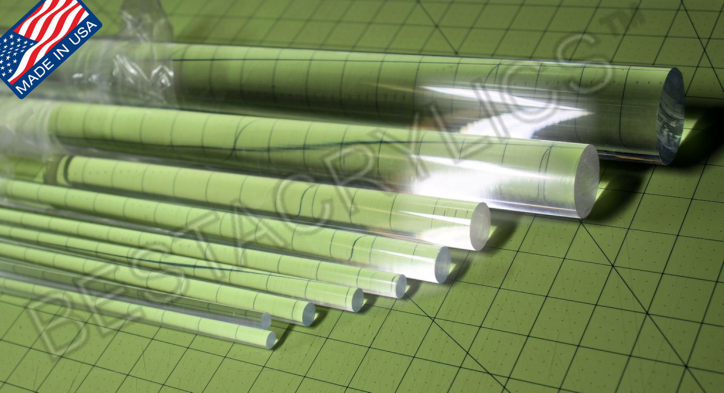 6 PCs CLEAR ACRYLIC PLEXIGLASS LUCITE PLASTIC ROD 1/2” DIAMETER 12” INCH LONG