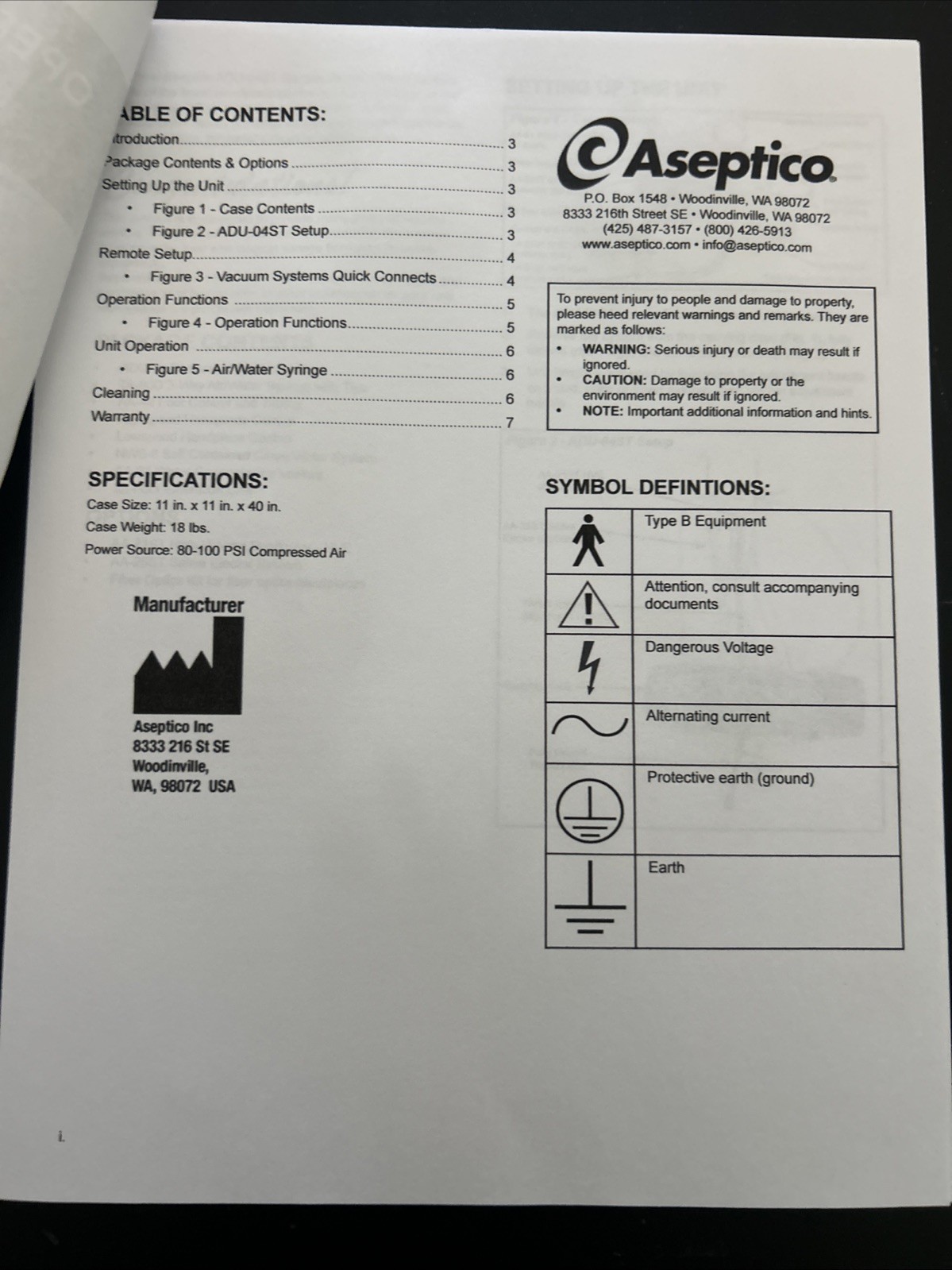 Aseptico ADU-04ST DentalControlUnit PneumaticAirFootPedalGauge StandHoses Case