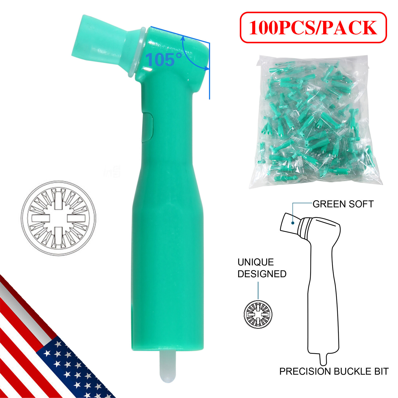 100/500Pcs Prophy Angles Soft Cups Top Quality Dental Disposable Prophy Angle US