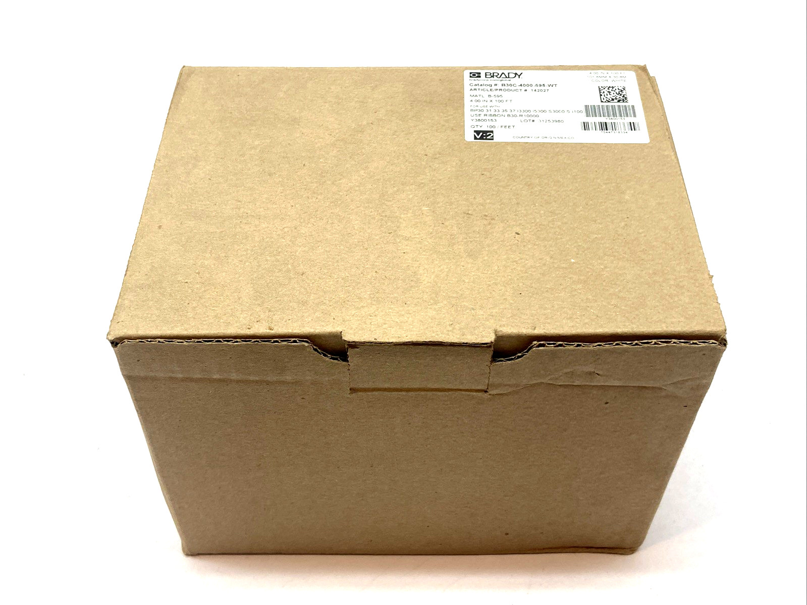 Brady B30C-4000-595-WT 4″ x 100′ White Vinyl Label Tape