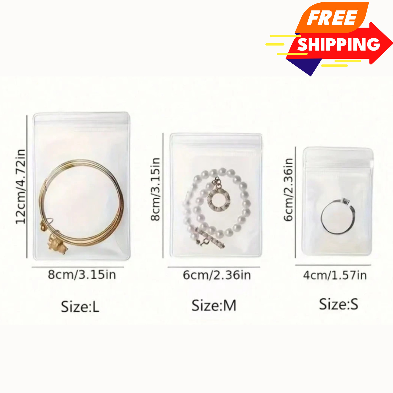 Anti Tarnish Jewelry Bags Clear PVC Ziplock Resealable Ring Earring 10-100Pcs