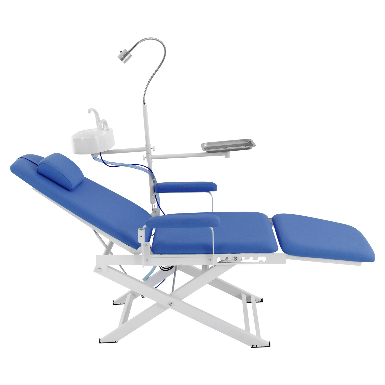 Portable Dental Chair Folding Mobile Chair Tilt Exam Chair with LED Light &Basin
