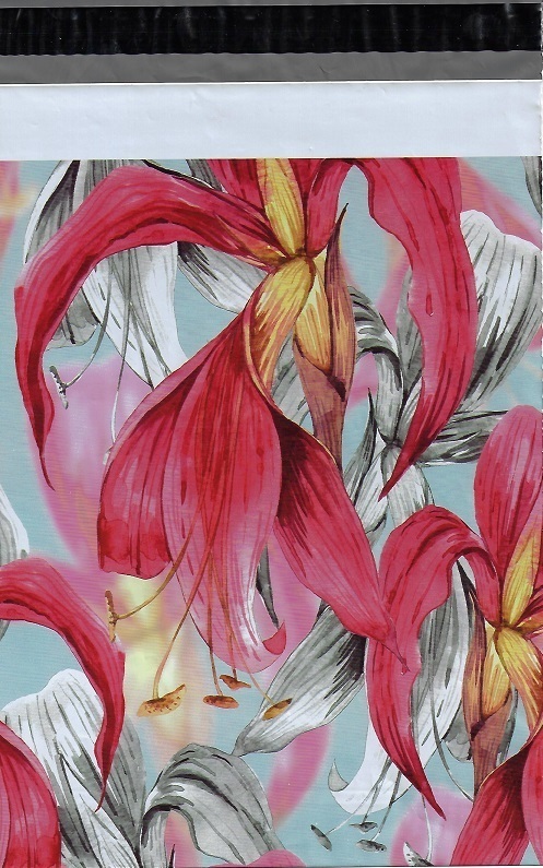 100 10×13 Red Tropical Flowers Custom Designer Poly Mailers Envelopes Bags