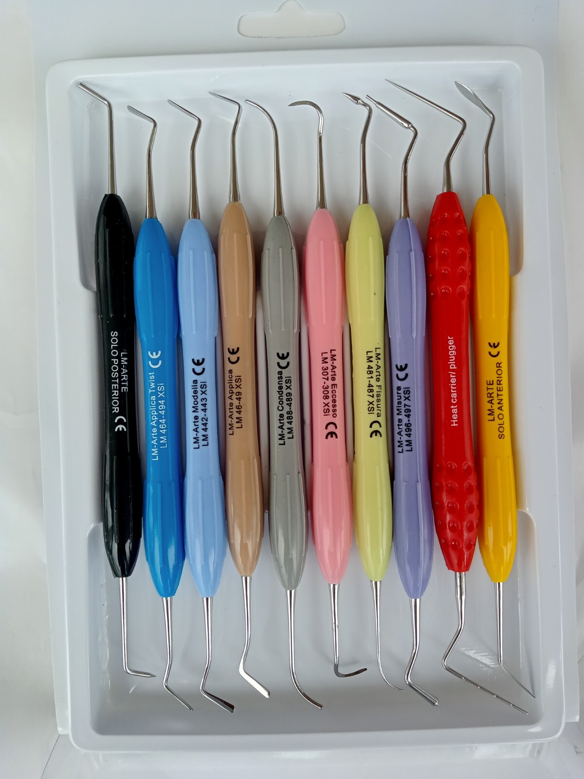10 Pcs Dental LM Composite Filling Instruments Set Silicone Handle Colorful