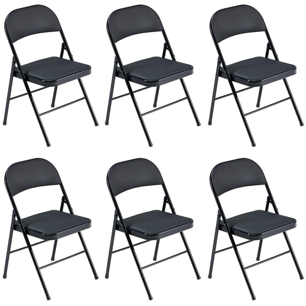 6 Pack Metal Folding Chair with Padded Seat for Home Event Wedding Party Office