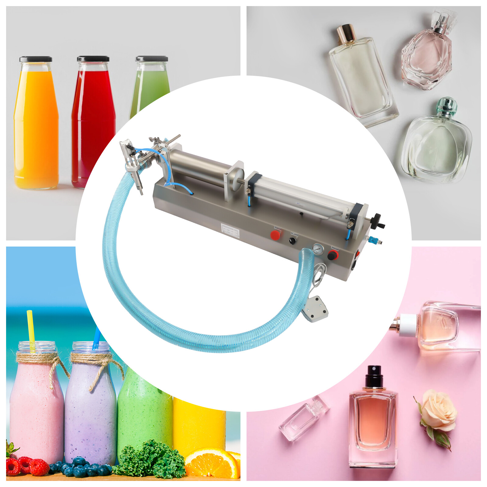 Pneumatic Piston Filler Liquid Filling Machine Bottle Filler 10-30 Bottles/min