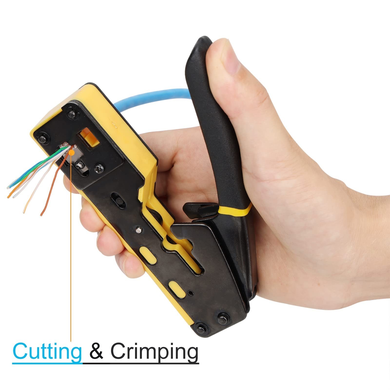 Solsop Pass Through RJ45 Crimp Tool Kit Ethernet Crimper CAT5 Cat5e Cat6 Crimpin