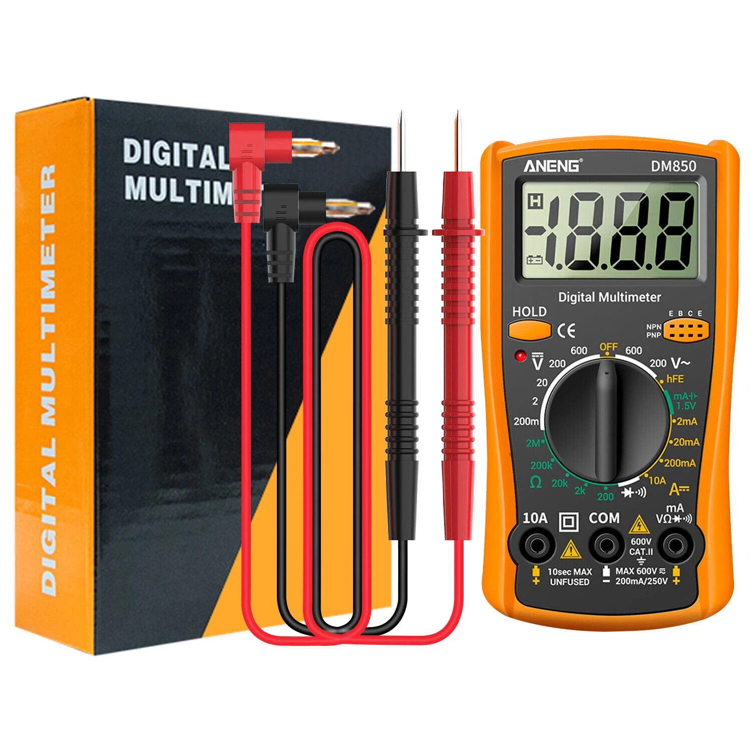 LCD Digital Multimeter Voltmeter Ammeter Ohmmeter Volt AC DC Tester Leads Meter