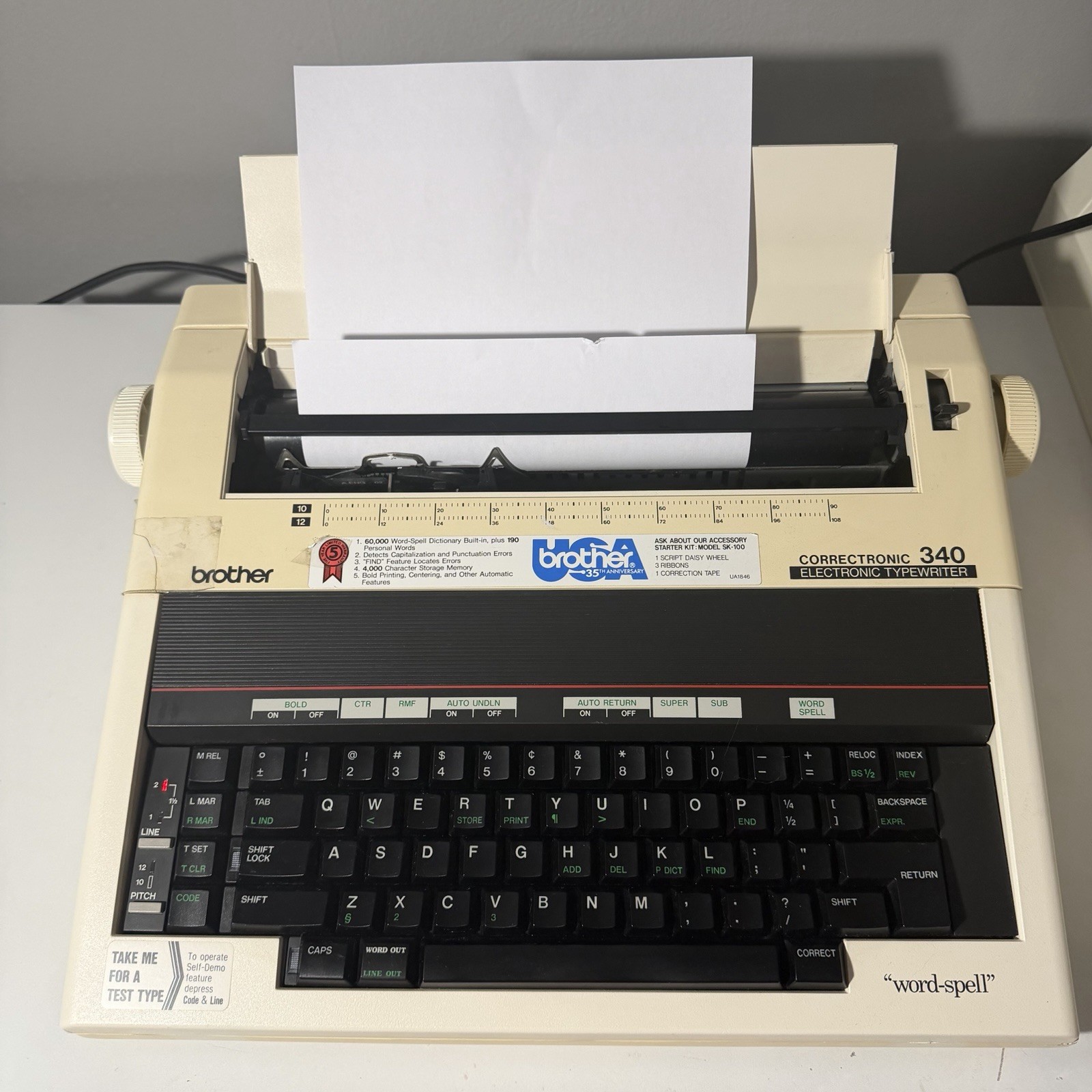 Vintage Brother Correctronic 340 Electronic Typewriter Word-Spell Dictionary