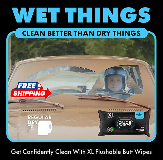 DUDE WIPES XL Flushable Wipes, Fragrance Free, 8 ct., 400 wipes