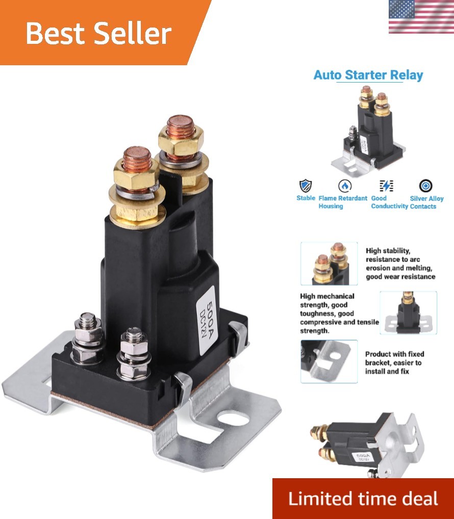 12V 500A Continuous Duty Solenoid Relay Battery Isolator SPST For Dual Battery