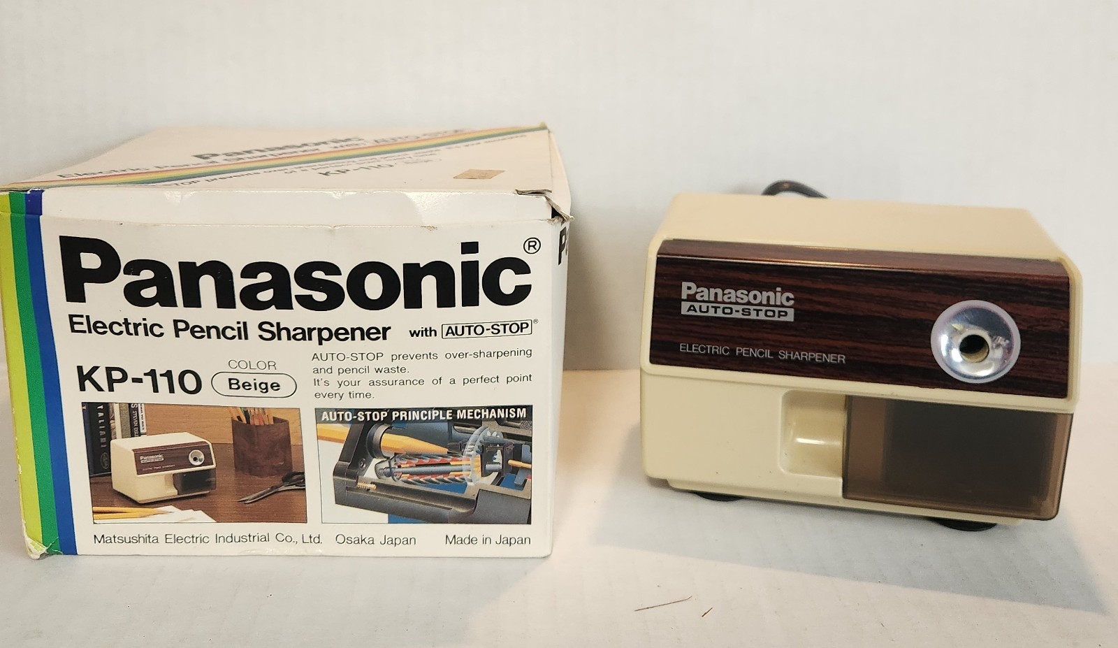 Preowned Working Panasonic KP-110 Electric Pencil Sharpener with Auto-Stop Beige