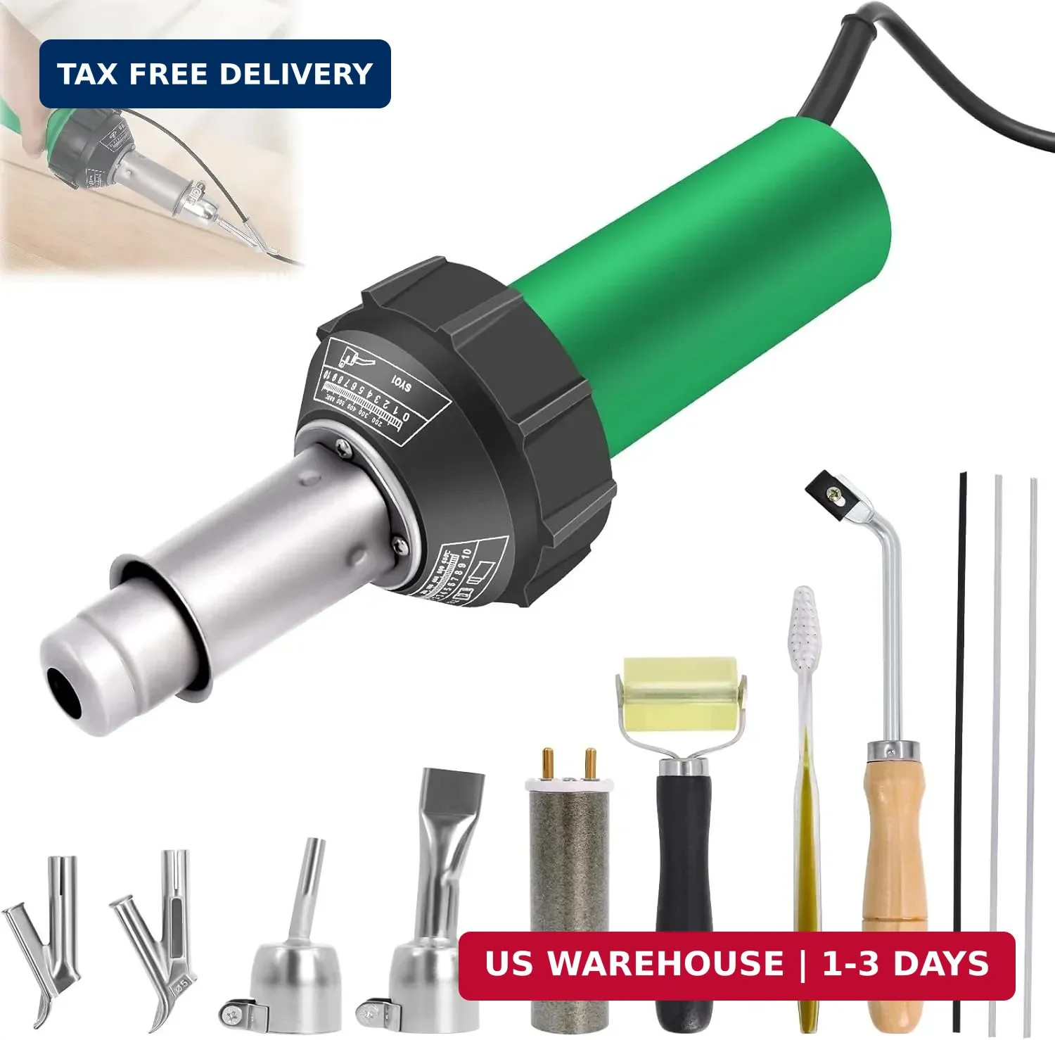 1600W Plastic Welder Kit, 100V Hot Air Welding Gun with Adjustable Temperature