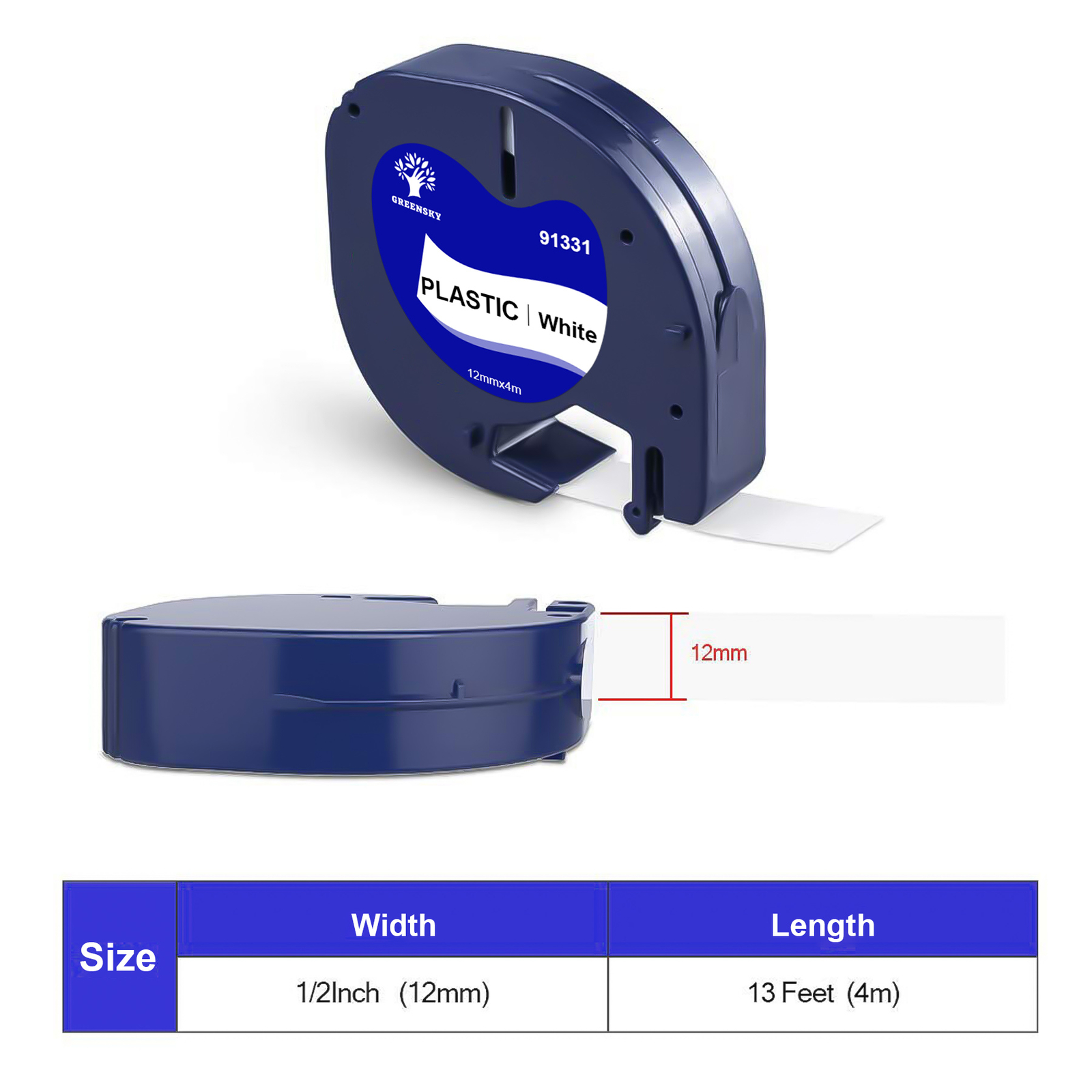 10PK Compatible Dymo LetraTag Refill 91331 Plastic 1/2» Label Tape LT-100H QX50