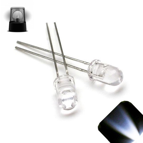 50 LED 5mm Cool White Extra Fast Flashing Blinking Strobe Ultra Bright LEDs 6Hz