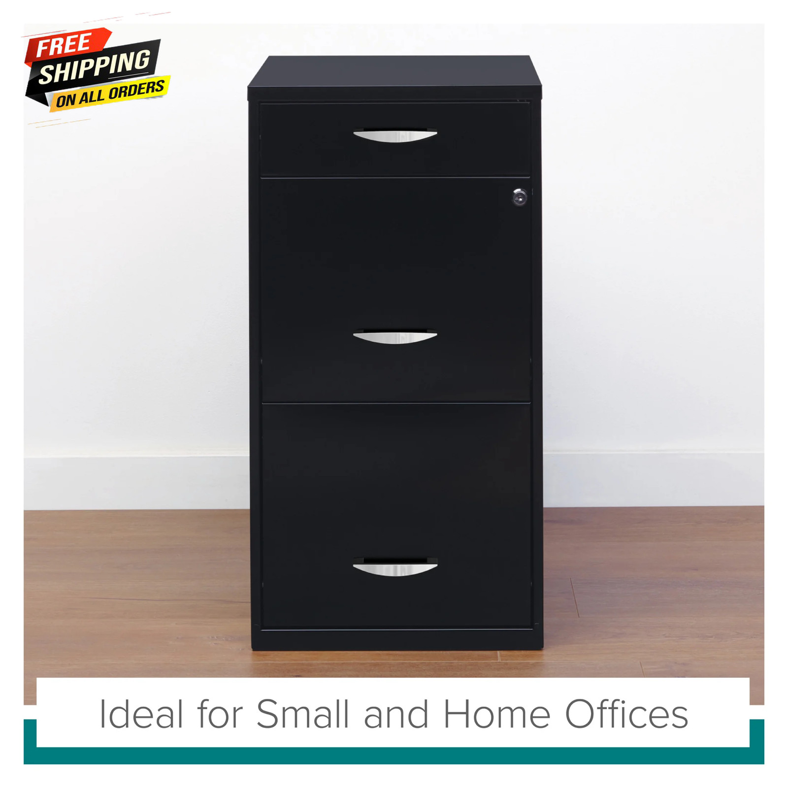 3 Drawer Letter Width Vertical File Cabinet with Pencil Drawer, Black 💪👌