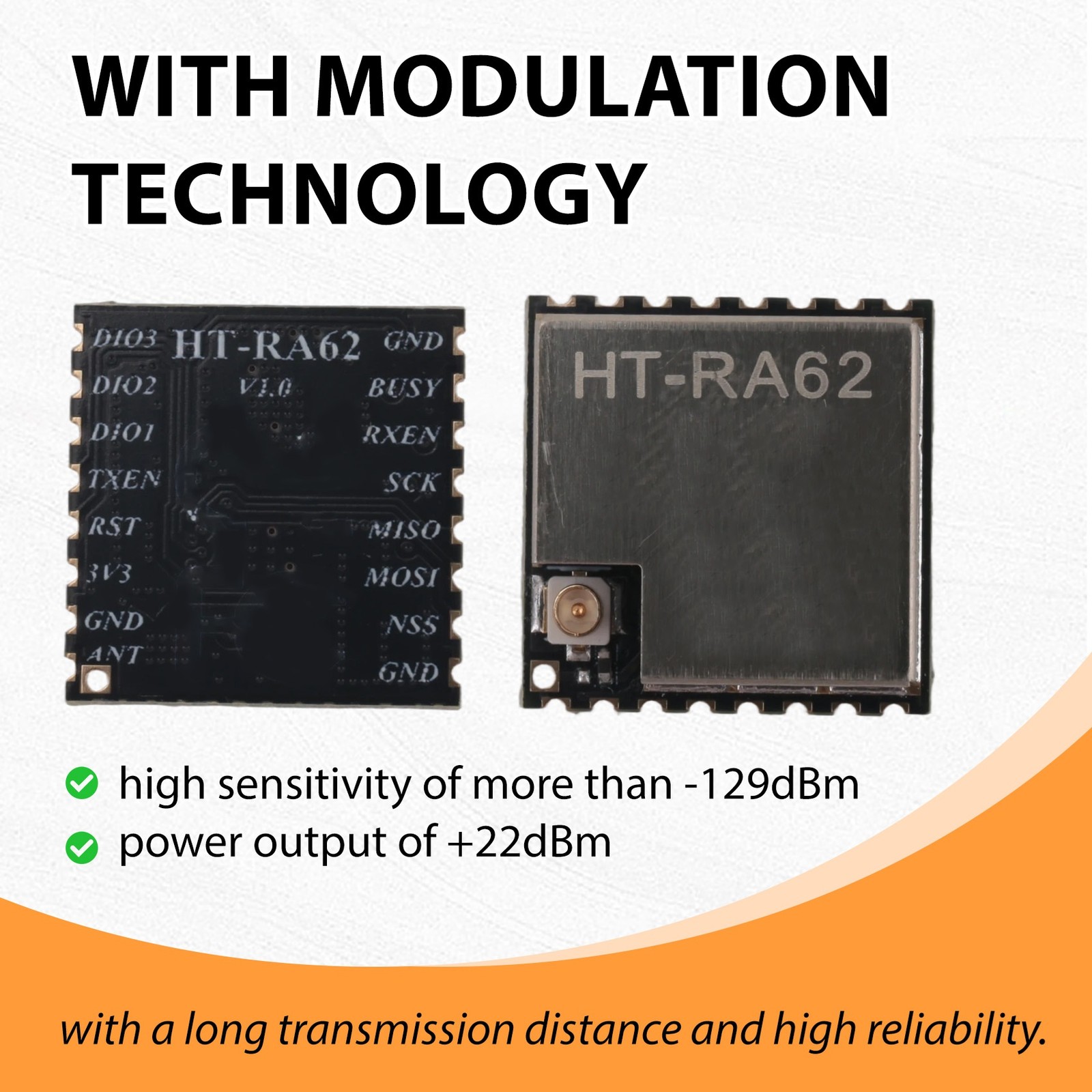 HT-RA62 LoRa Series Module SX1262 Secondary Development Supports LoRaWAN5505