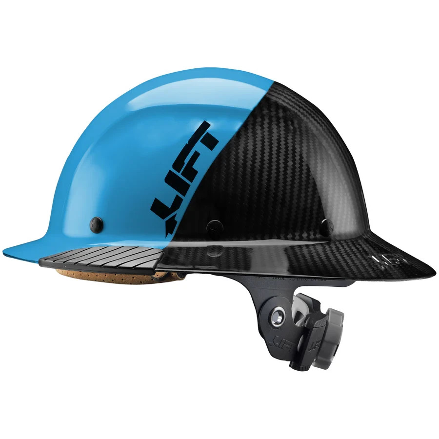 Lift Safety HDF50C-24CC Dax Fifty 50 Carbon Fiber Full Brim Hardhat – CYAN