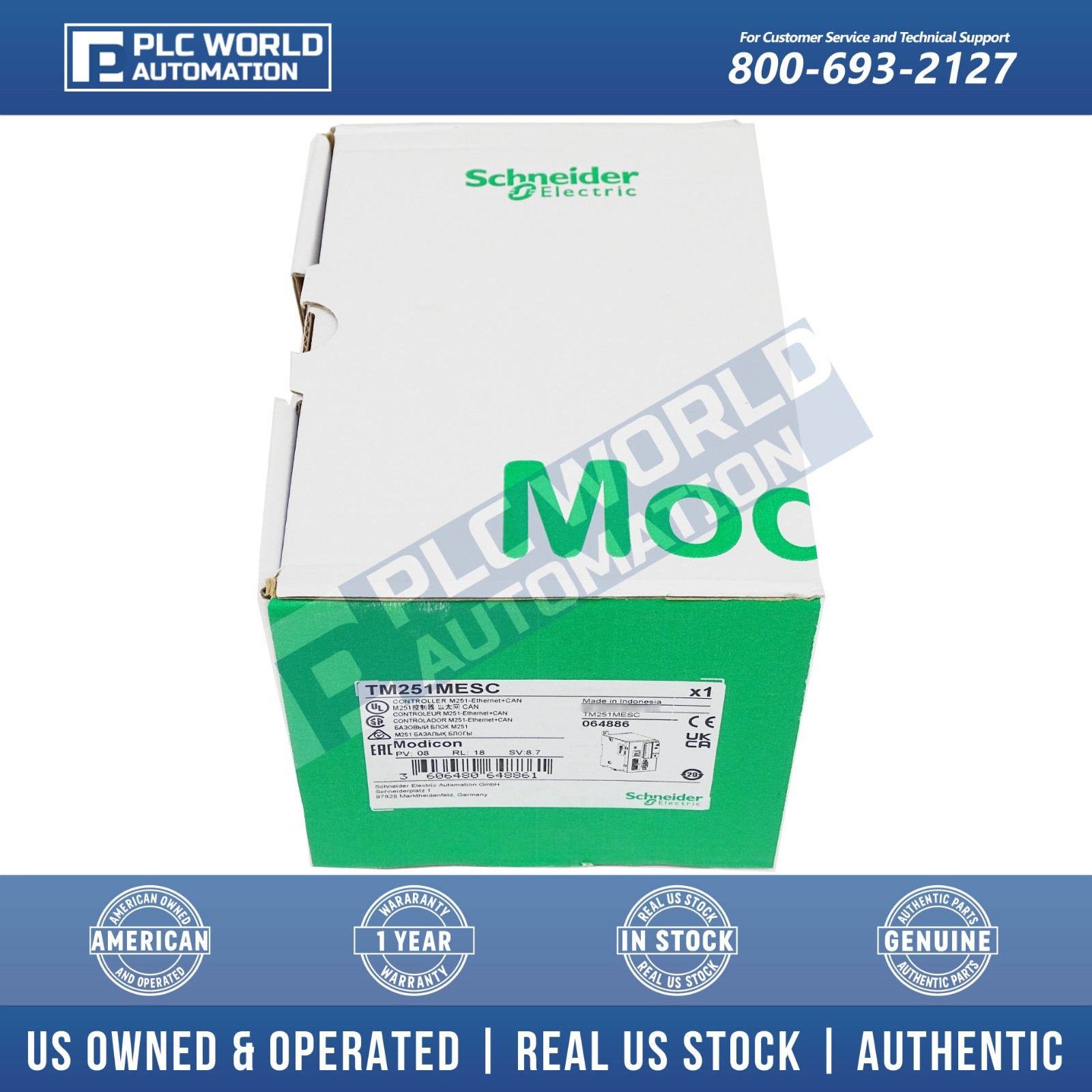 Schneider Electric TM251MESC Modicon M251 Logic Controller 2 Ethernet, Brand New