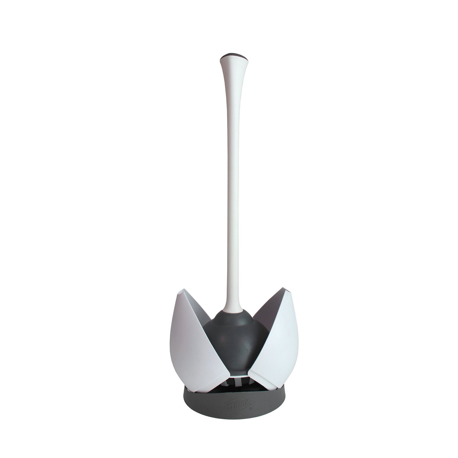 Clorox Toilet Plunger with Hideaway Holder Caddy 1-Pack, White/Grey