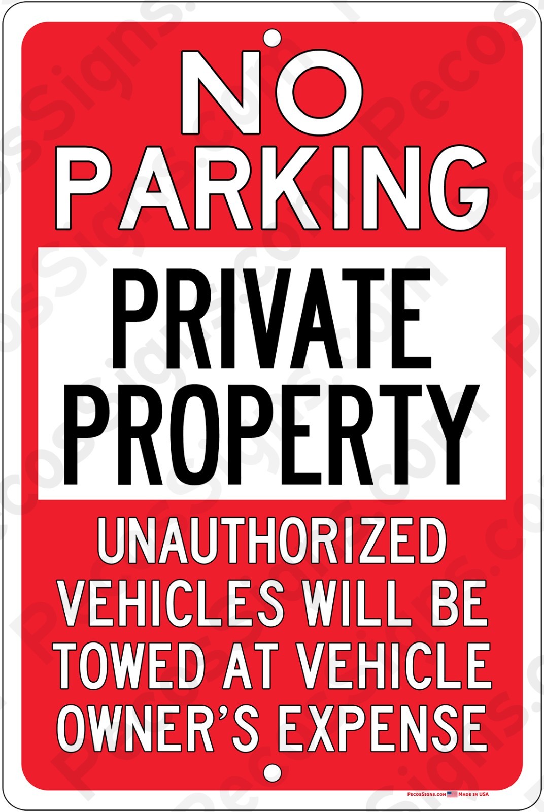No Parking Private Property Vehicles Towed 8″ x 12″ Aluminum Sign UV Protected R