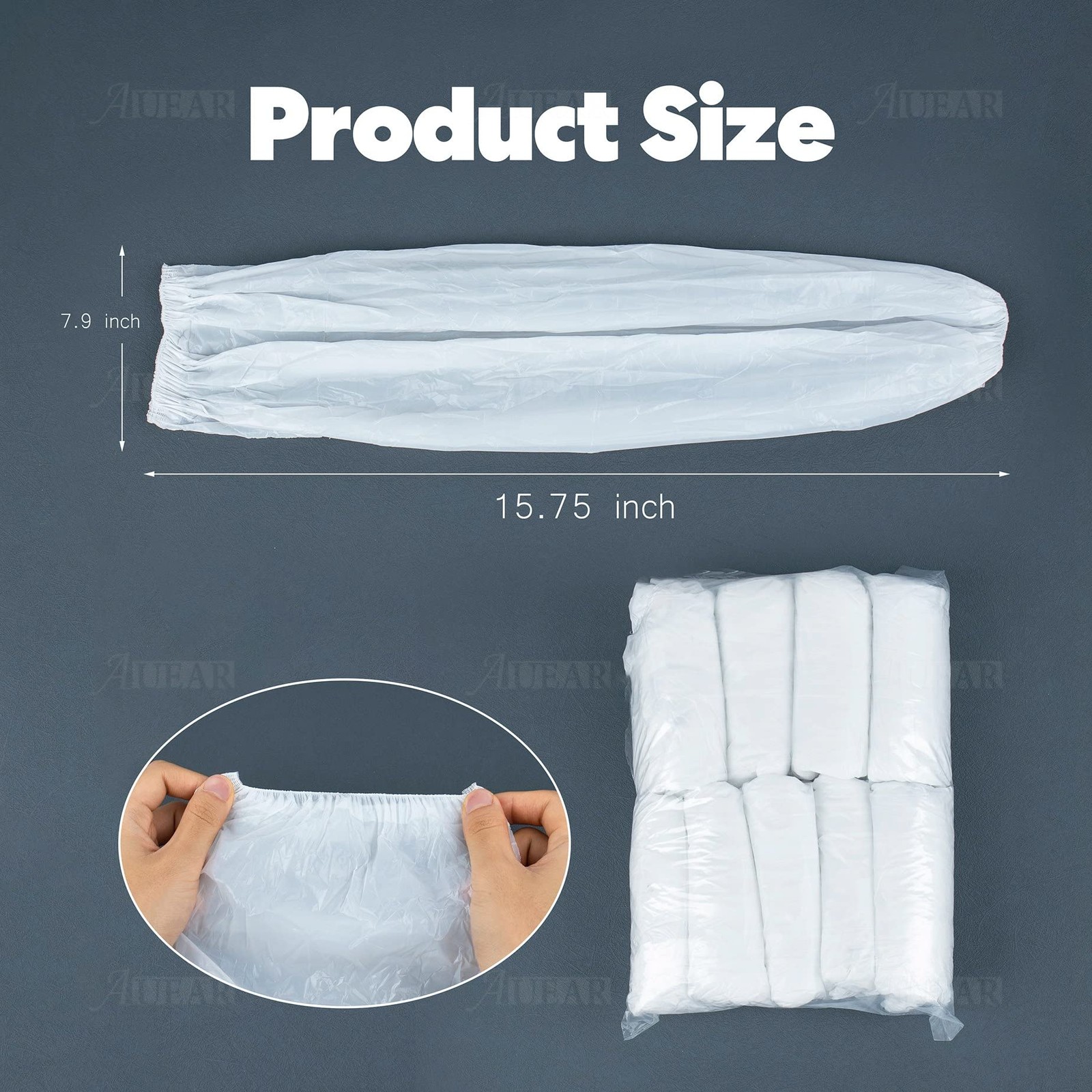 AUEAR, 100 Pack Disposable Arm Sleeves Covers Plastic Over 100 Pack, White