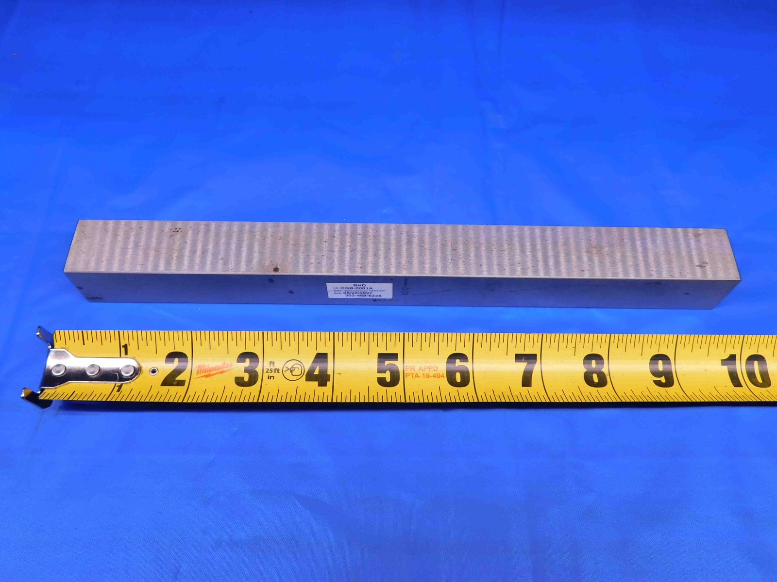 FEDERAL A822 10″ STEEL RECTANGULAR GAGE BLOCK 10.000 CALIBRATION INSPECTION