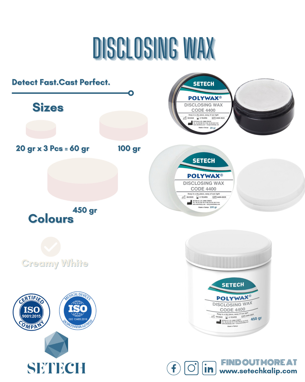 Setech Disclosing Wax – To Repair Wax Pattern Defects.
