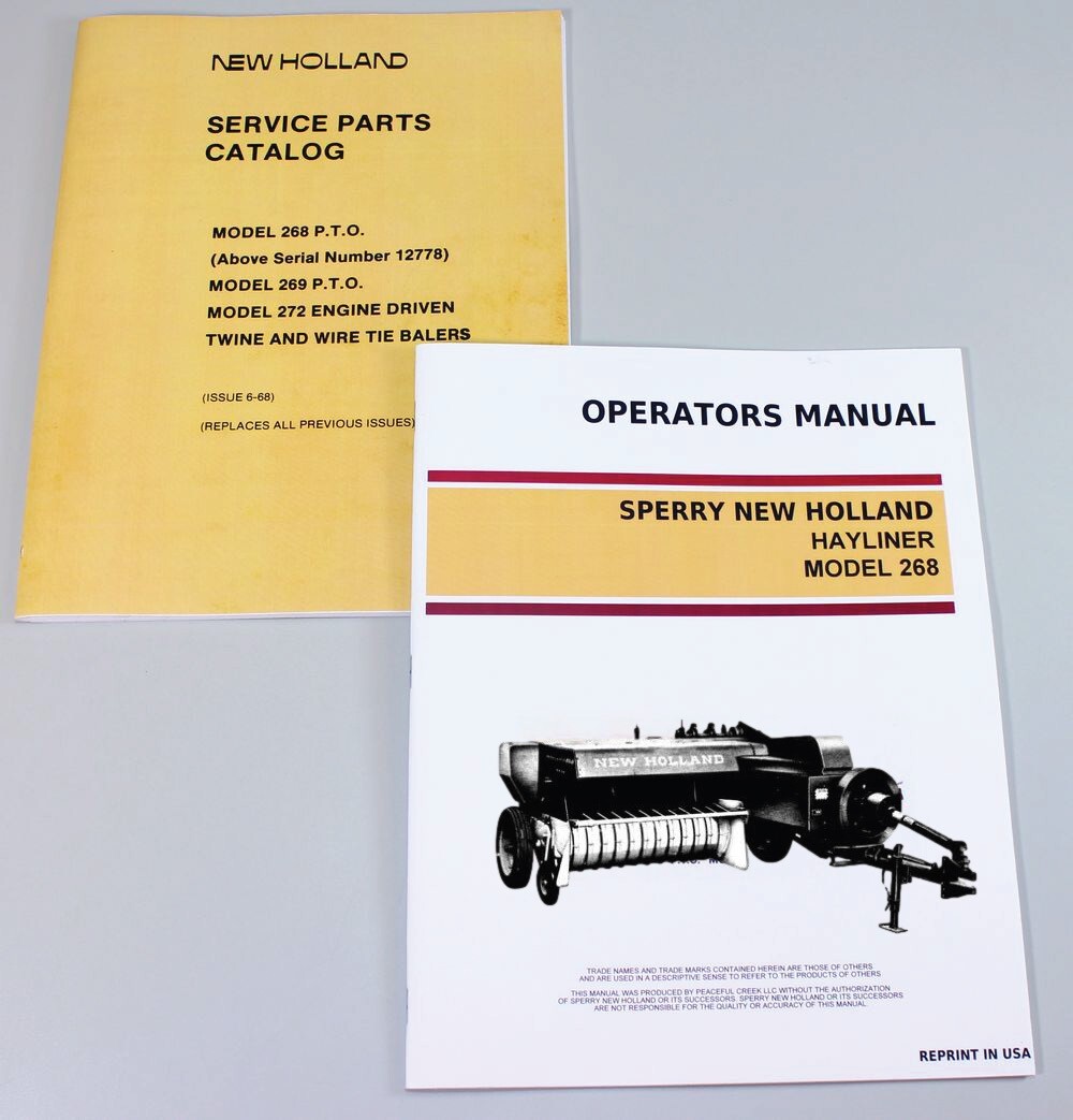 Set Sperry New Holland 268 Hayliner Baler Owners Operators Parts Manual Catalog