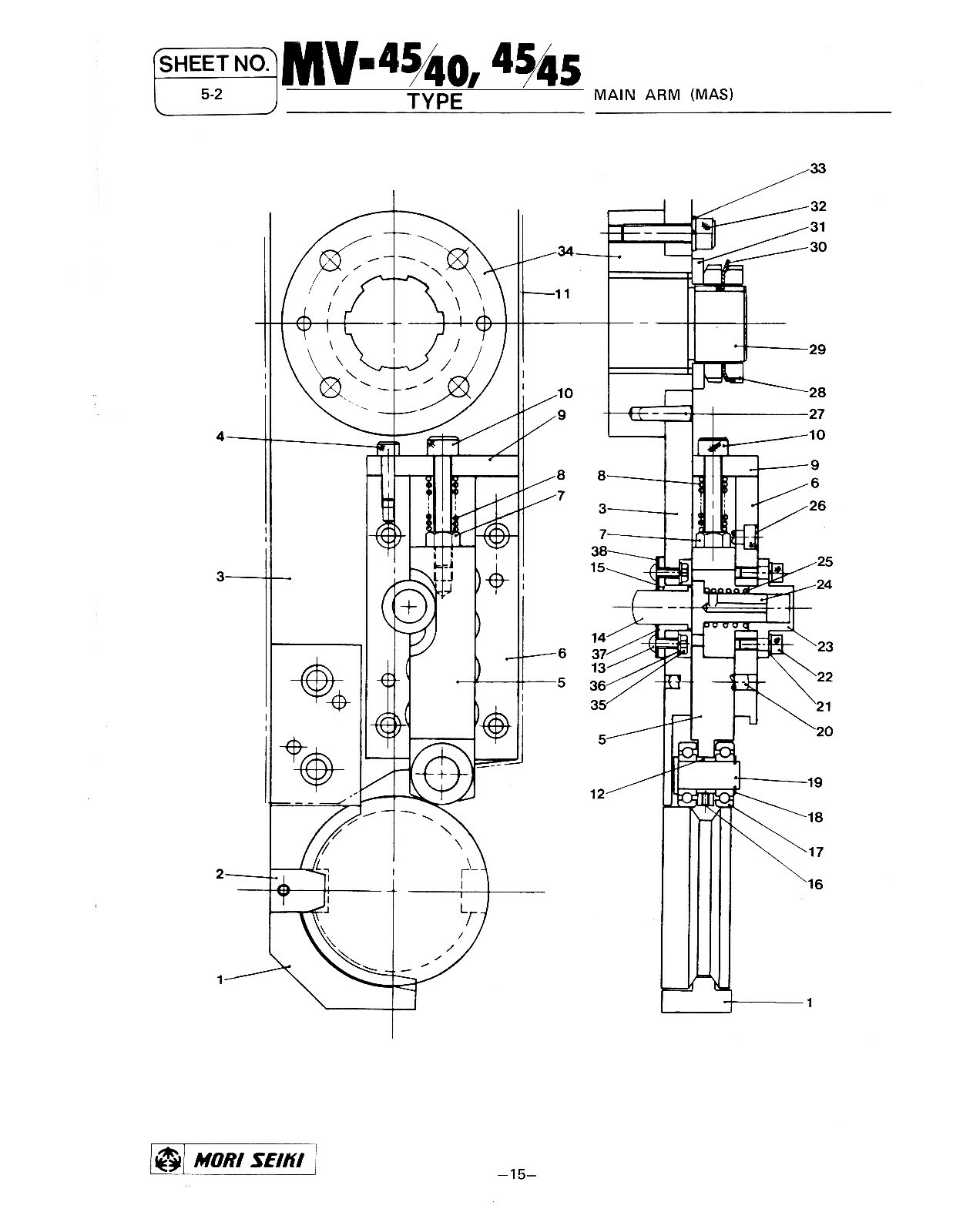 Mori Seiki MV-55, 45/40, 45/45 Vertical Maching Center Parts List Manual #136